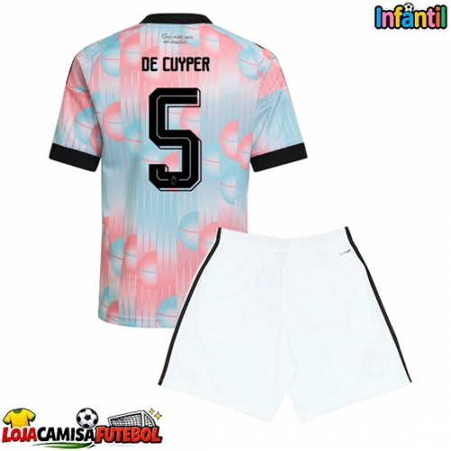 Camisa de Futebol Bélgica Maxim De Cuyper #5 Equipamento Secundário Infantil Mundo 2026 Manga Curta (+ Calças curtas)